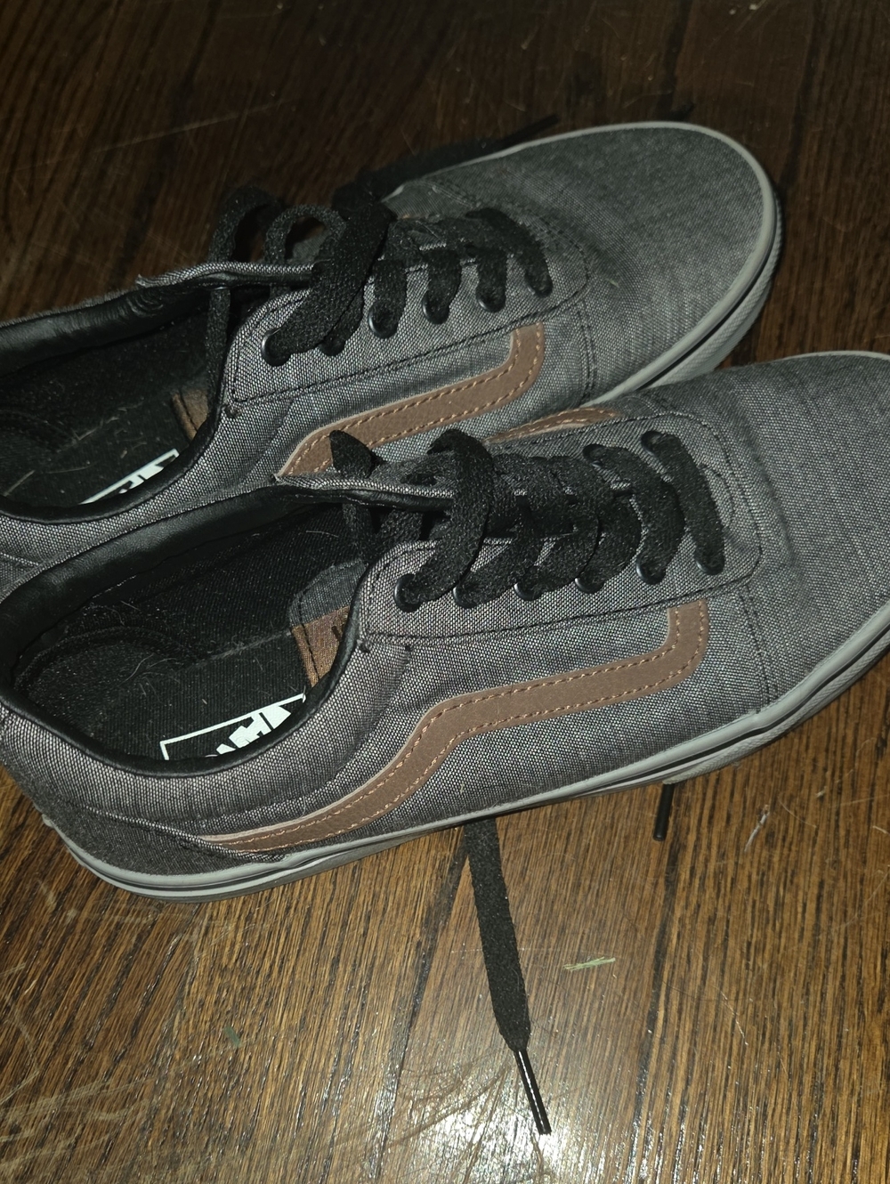 Youth Casual Gray Canvas Sneakers with Brown Accent